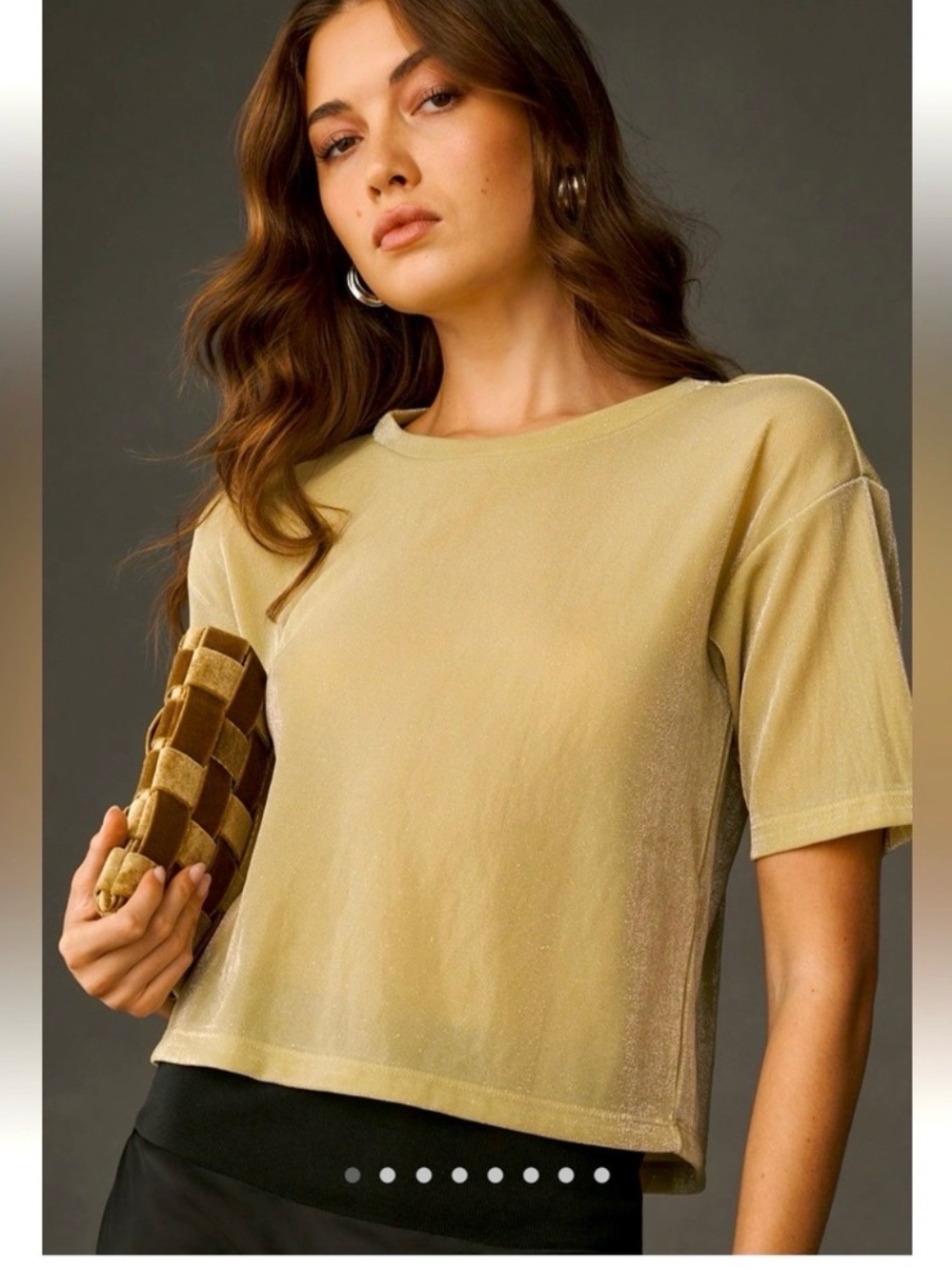 Anthropologie Chartreuse Short Sleeve Shine Top
New With Tags